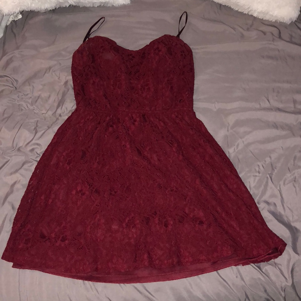 Burgundy Floral Mini Dress